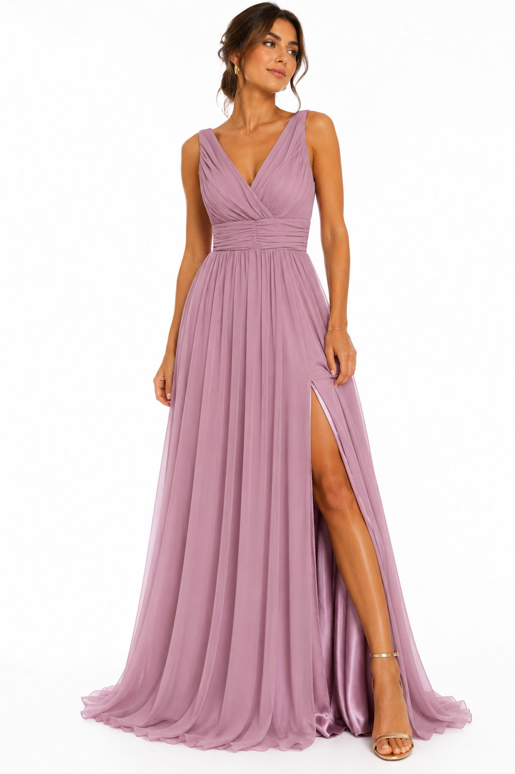 ANASTASIA+ME DUSTY ROSE CHIFFON MAXI DRESS