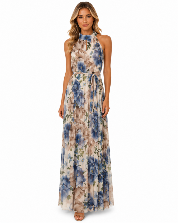 FLORAL PLEATED MAXI DRESS