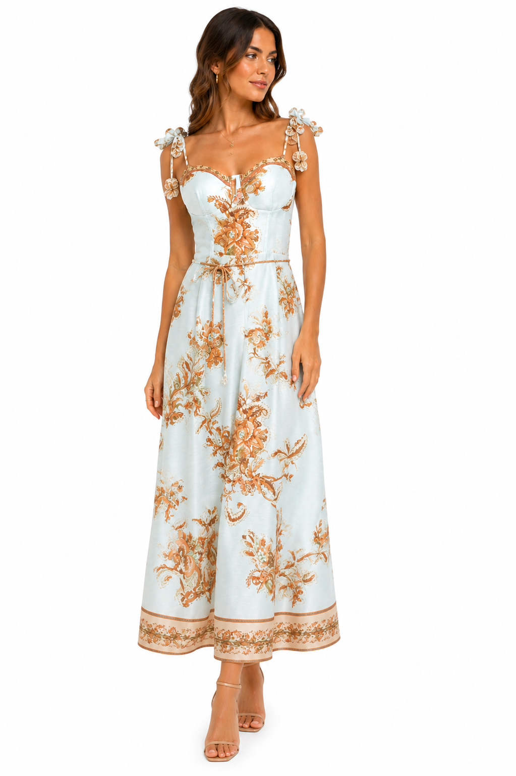 ANASTASIA+ME ELEGANT PRINTED MAXI DRESS WITH RHINESTONE DETAIL