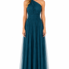 ONE-SHOULDER ΤULLE MAXI DRESS