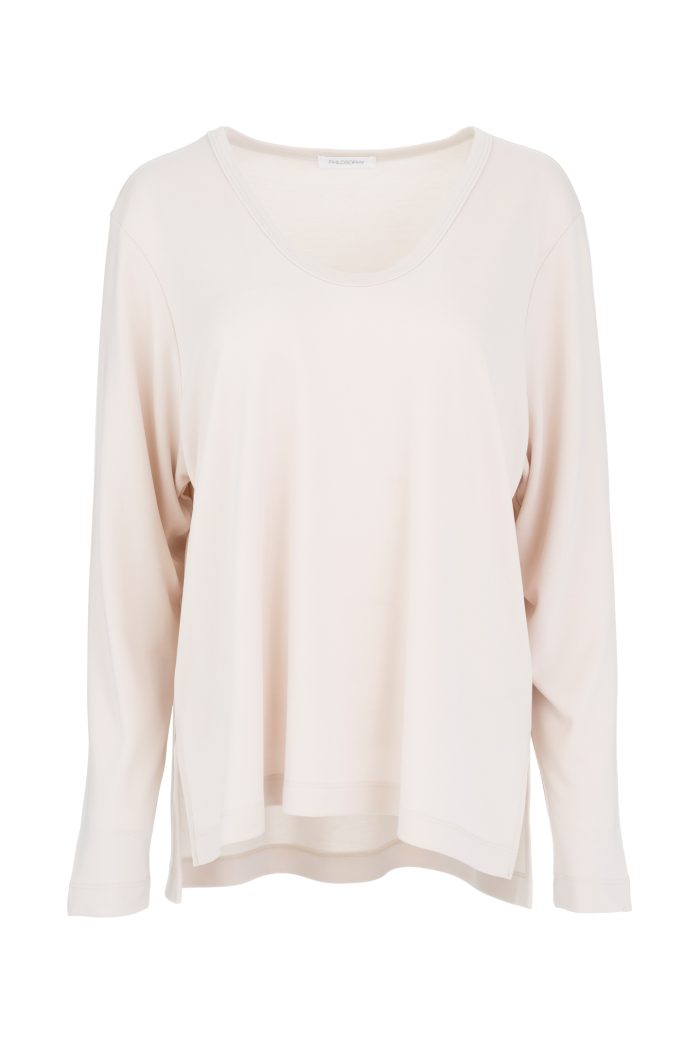 PHILOSOPHY CUPRO PIQUE V NECK TOP