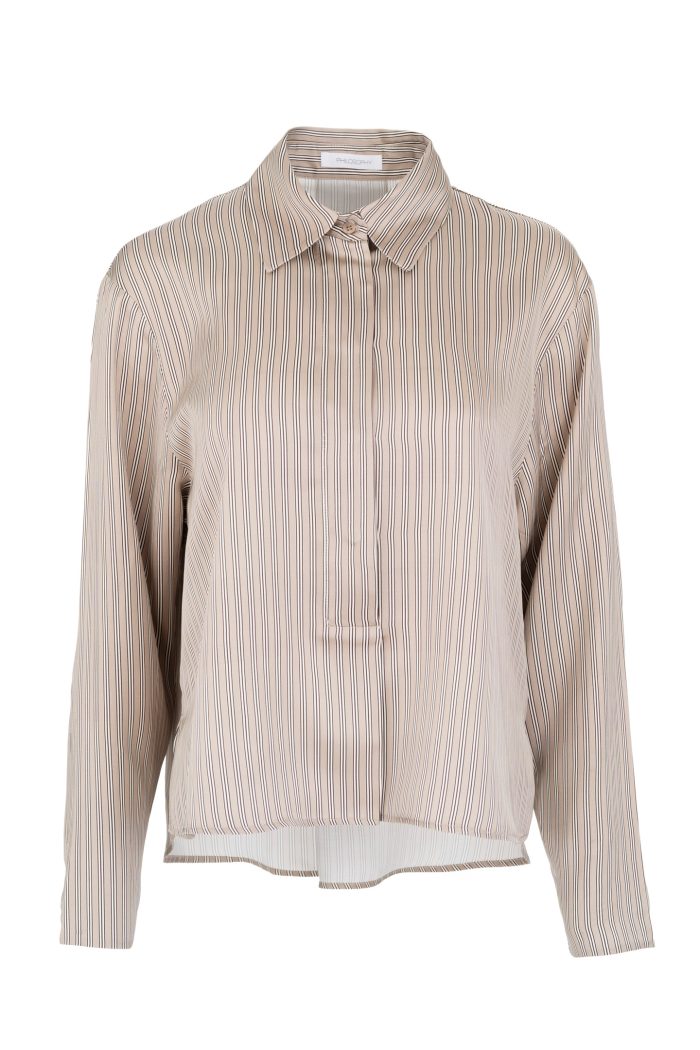 PHILOSOPHY SATIN STRIPES CROPPED TOP