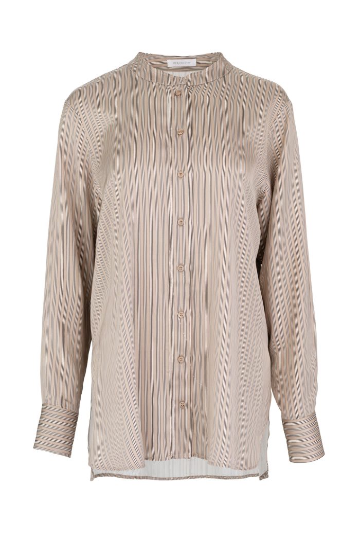 PHILOSOPHY SATIN STRIPES OVERSIZED SHIRT