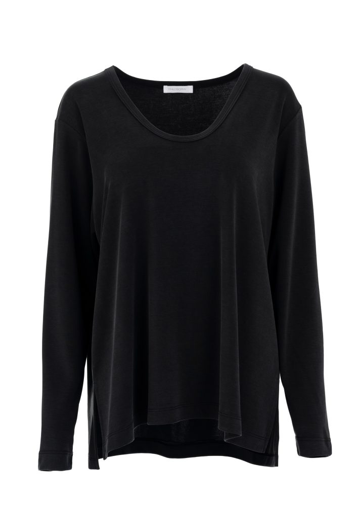 PHILOSOPHY CUPRO PIQUE V NECK TOP