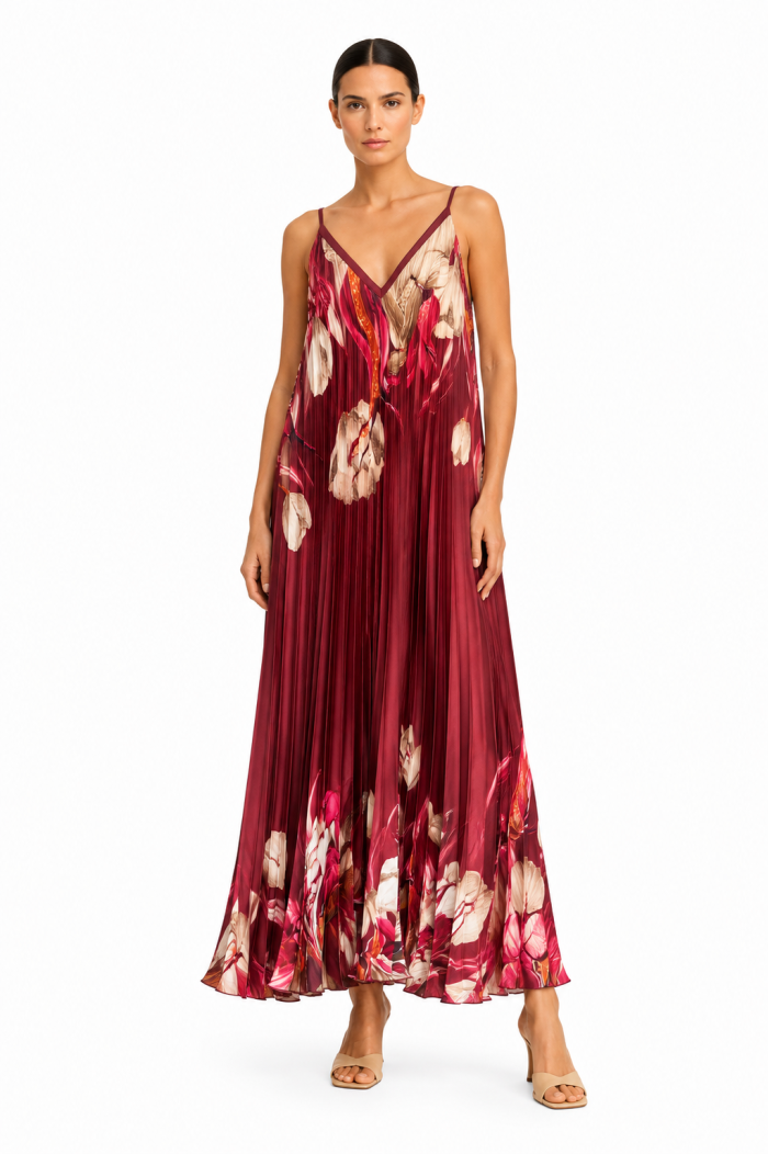 ANASTASIA+ME FLOWING PLEATED MAXI DRESS