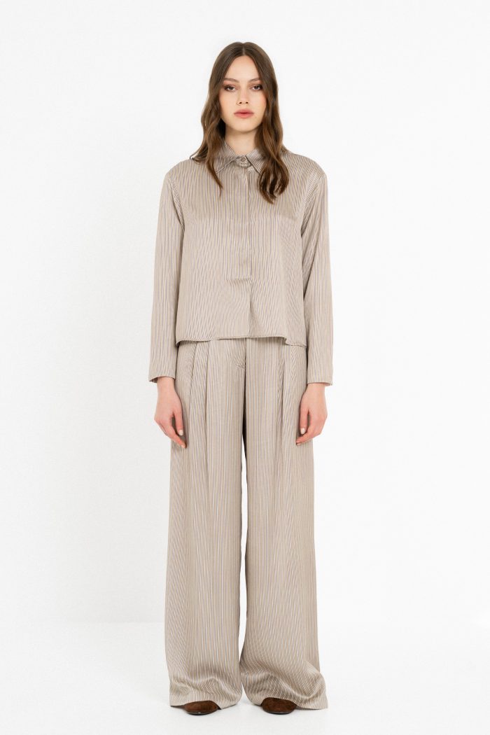 PHILOSOPHY SATIN STRIPES CROPPED TOP