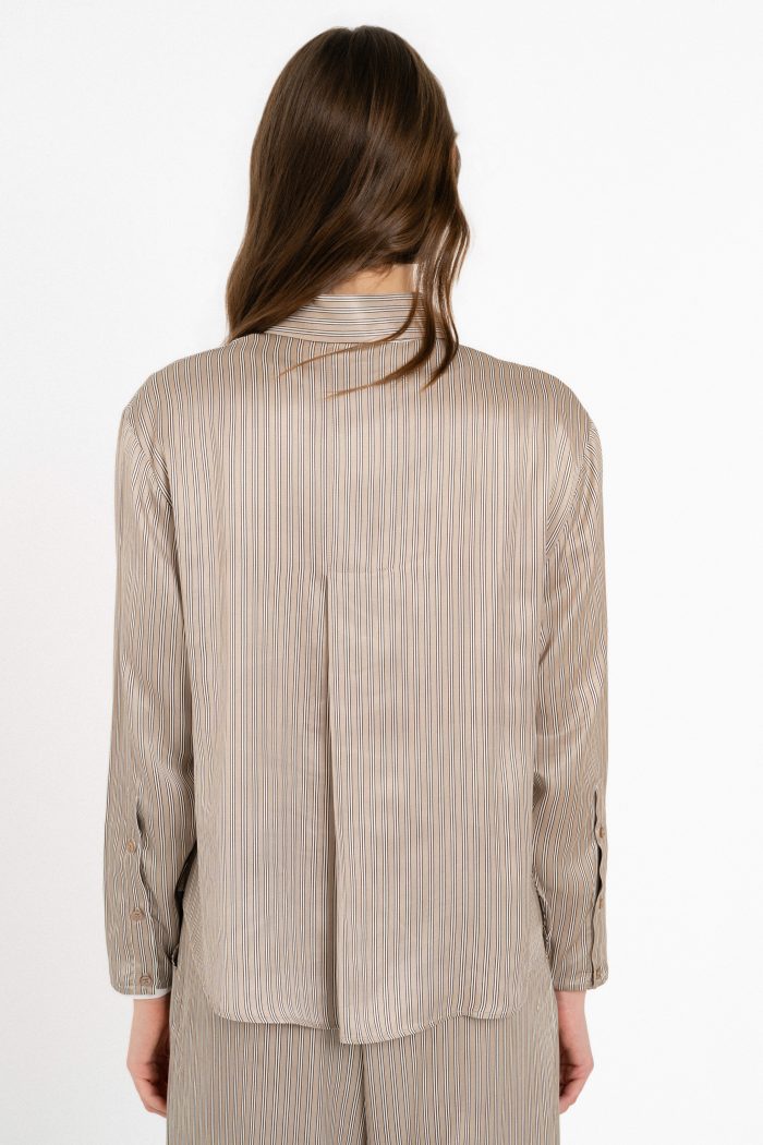 PHILOSOPHY SATIN STRIPES CROPPED TOP