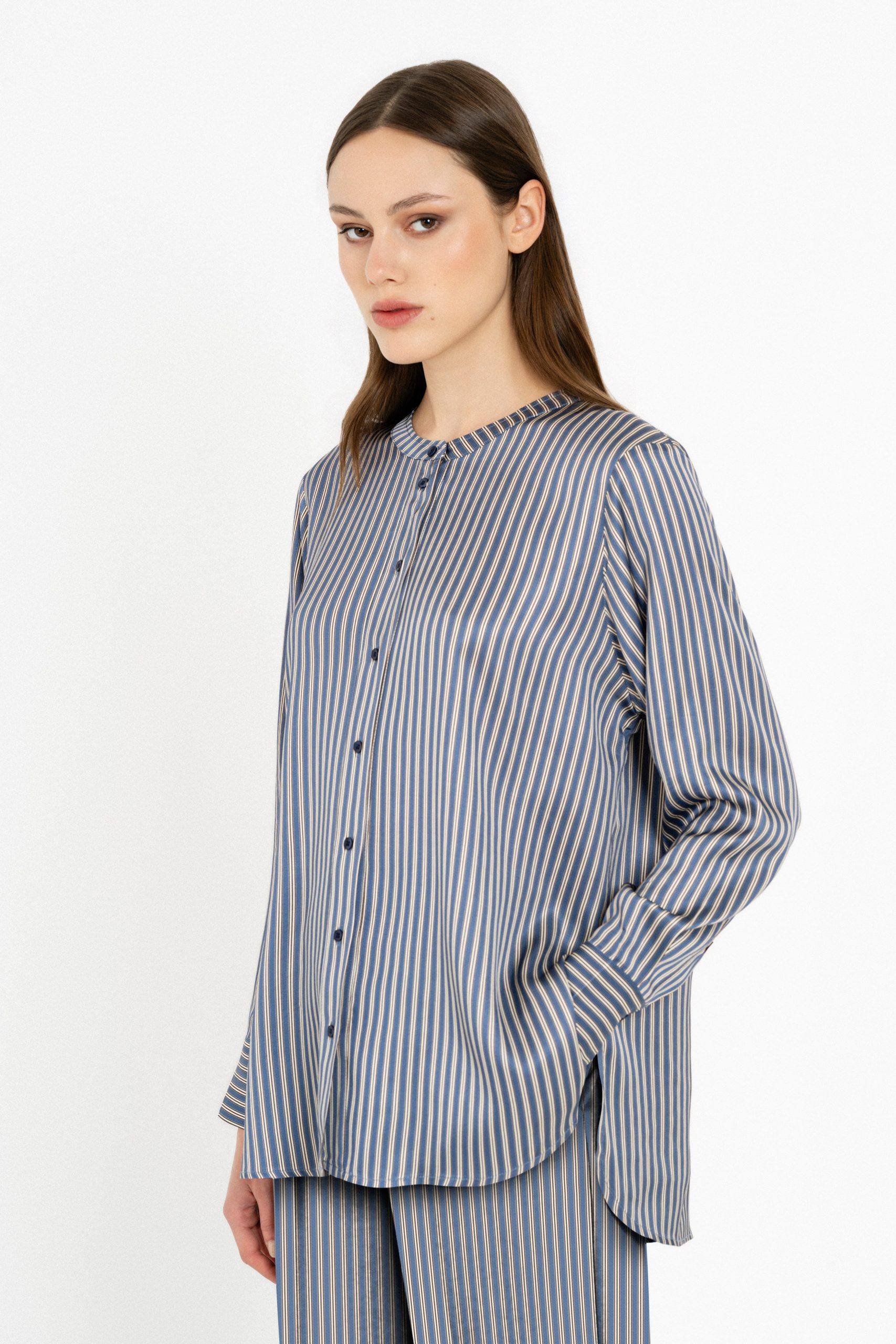PHILOSOPHY SATIN STRIPES OVERSIZED SHIRT