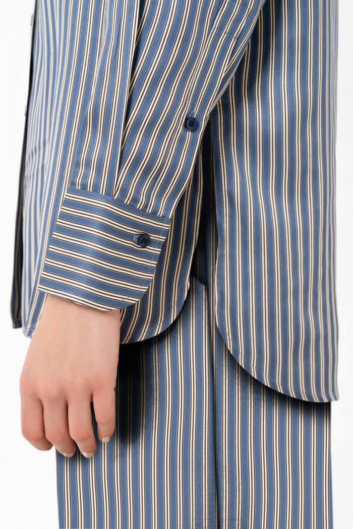 PHILOSOPHY SATIN STRIPES OVERSIZED SHIRT