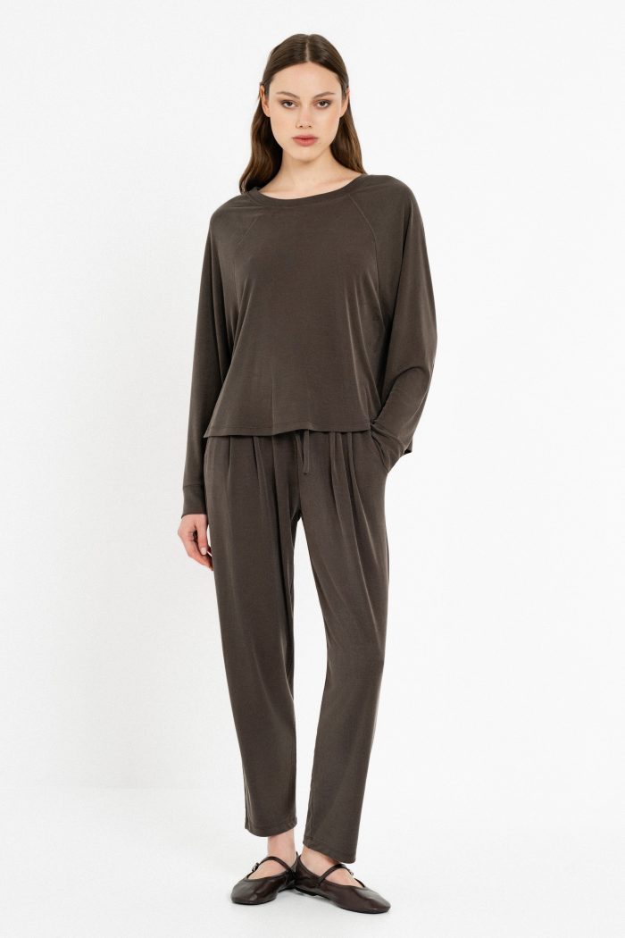 PHILOSOPHY RIB SANDWASHED PLEATED PANTS