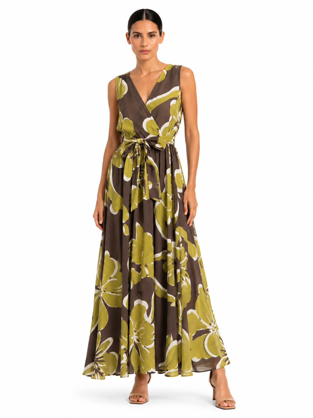 ANASTASIA +ME ABSTRACT PRINT WRAP MAXI DRESS