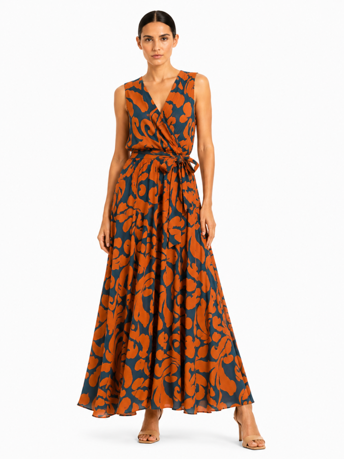 7587 ΠΟΡΤ ANASTASIA +ME ABSTRACT PRINT WRAP MAXI DRESS