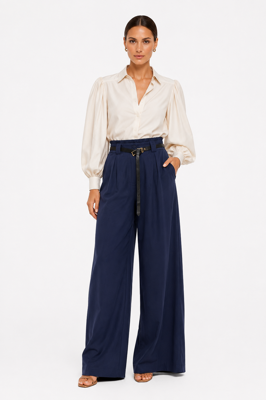 ANASTASIA+ME WIDE-LEG TROUSERS WITH BELT