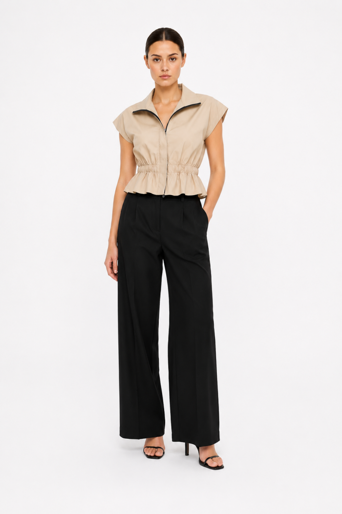 ANASTASIA+ME ZIP-UP PEPLUM SHIRT