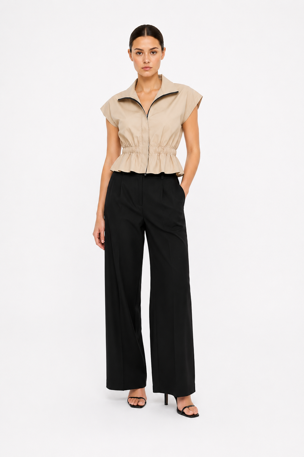 ANASTASIA+ME ZIP-UP PEPLUM SHIRT