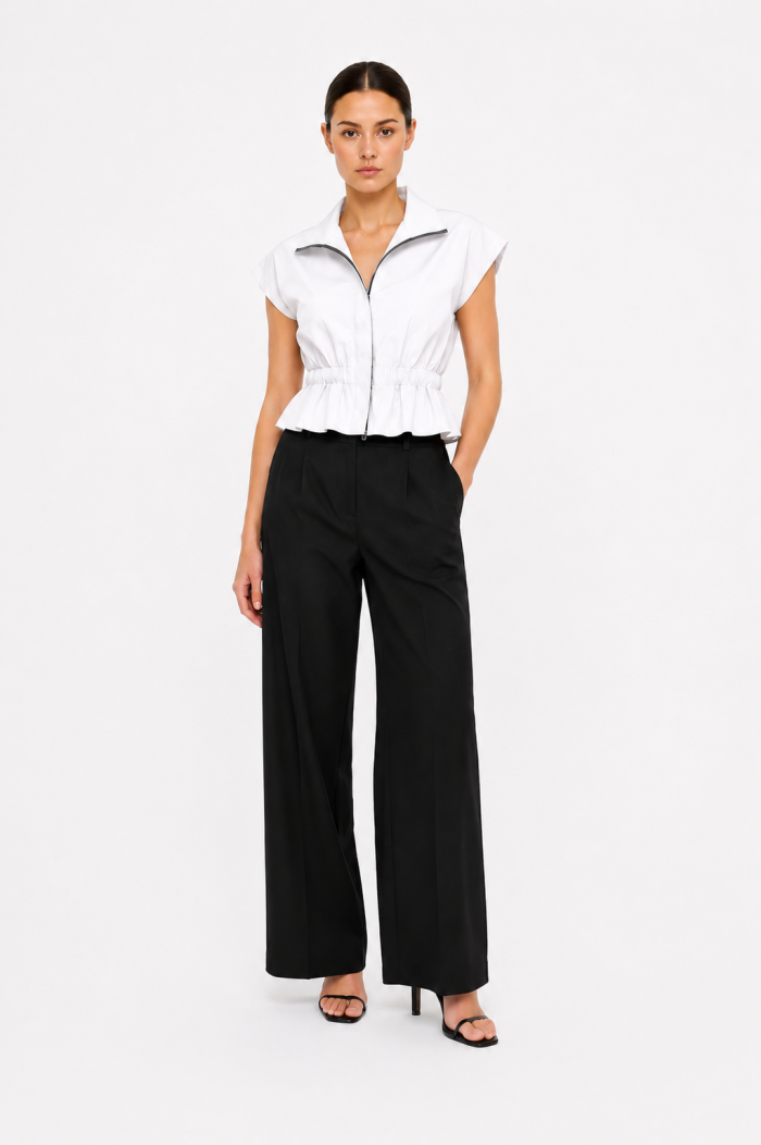 ANASTASIA+ME ZIP-UP PEPLUM SHIRT