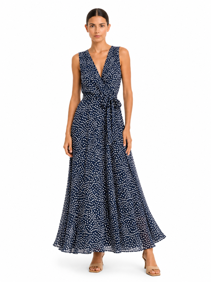 ANASTASIA+ME POLKA DOT WRAP MAXI DRESS