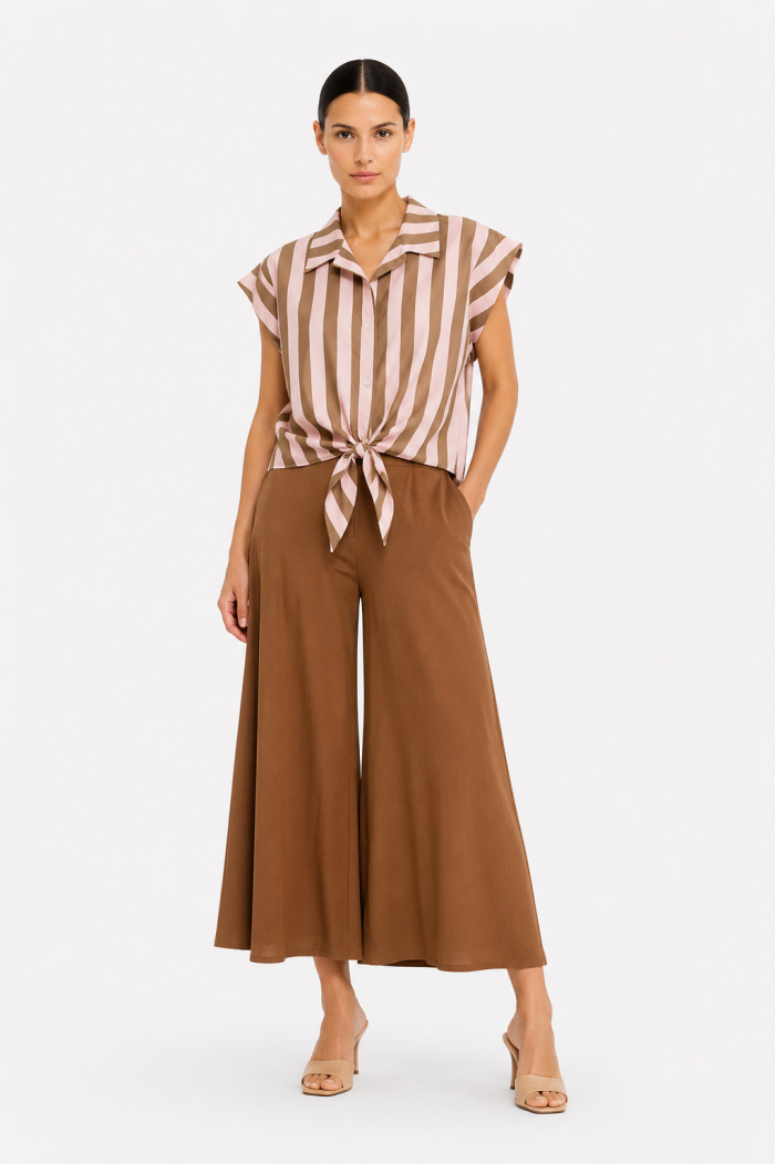 ANASTASIA+ME STRIPED TIE-FRONT SHIR