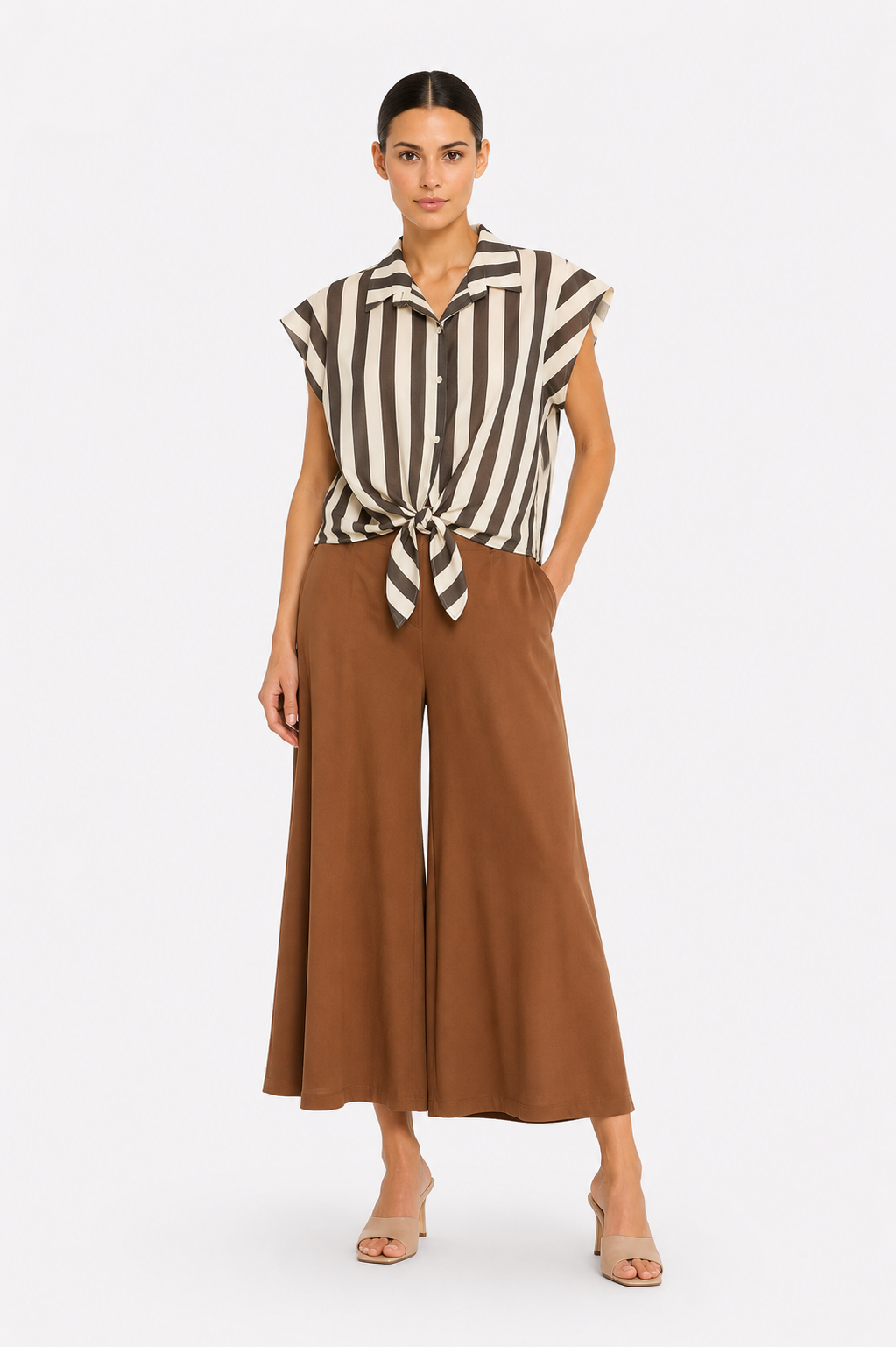 ANASTASIA+ME STRIPED TIE-FRONT SHIR