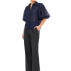 YAGE15233. BLUE 1 ANASTASIA+ME SHEER PUFF SLEEVE SHIRT