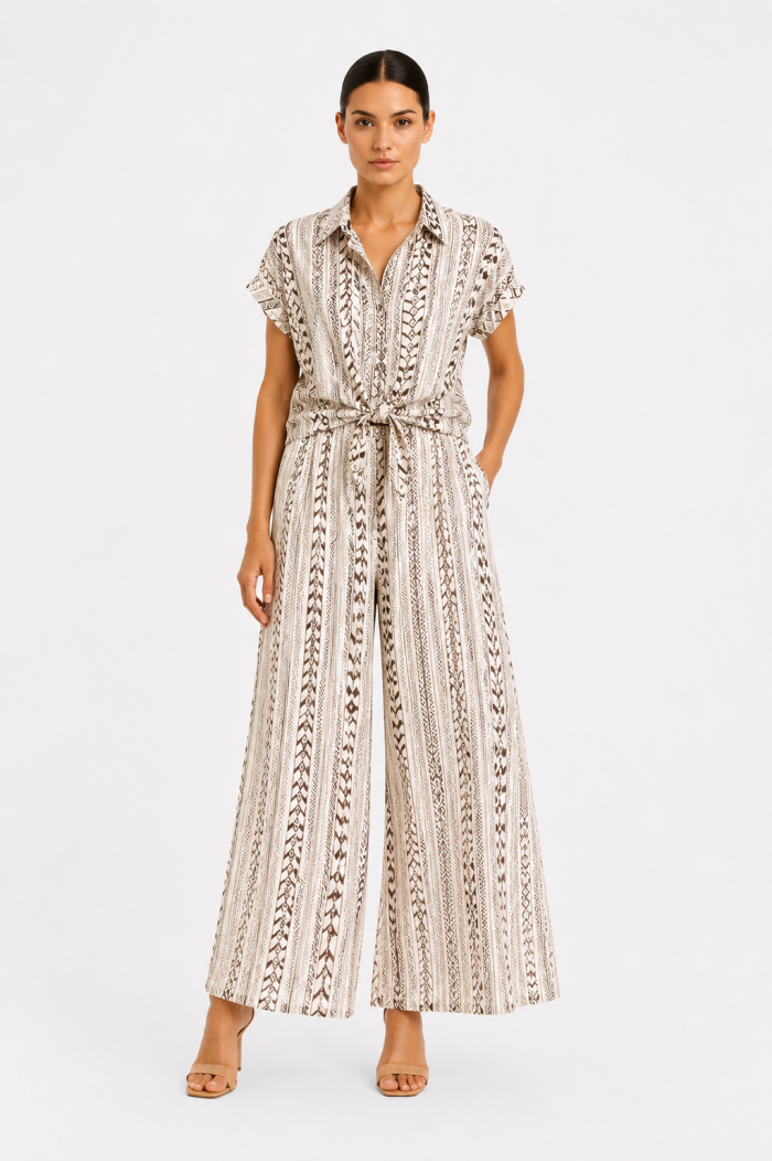 ΕΚΡΟΥΥΥ ANASTASIA+ME GEOMETRIC PRINT WIDE-LEG TROUSERS