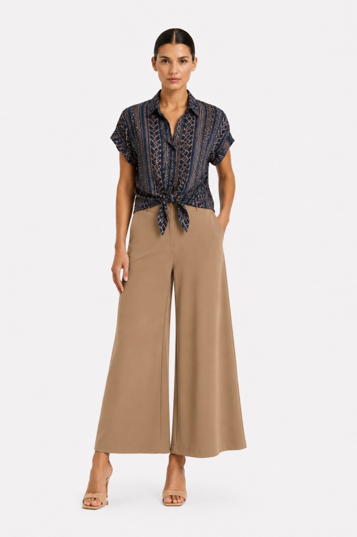 ANASTASIA+ME GEOMETRIC PRINT TIE-FRONT SHIRT