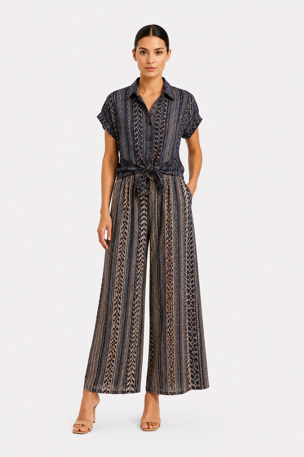 ANASTASIA+ME GEOMETRIC PRINT WIDE-LEG TROUSERS