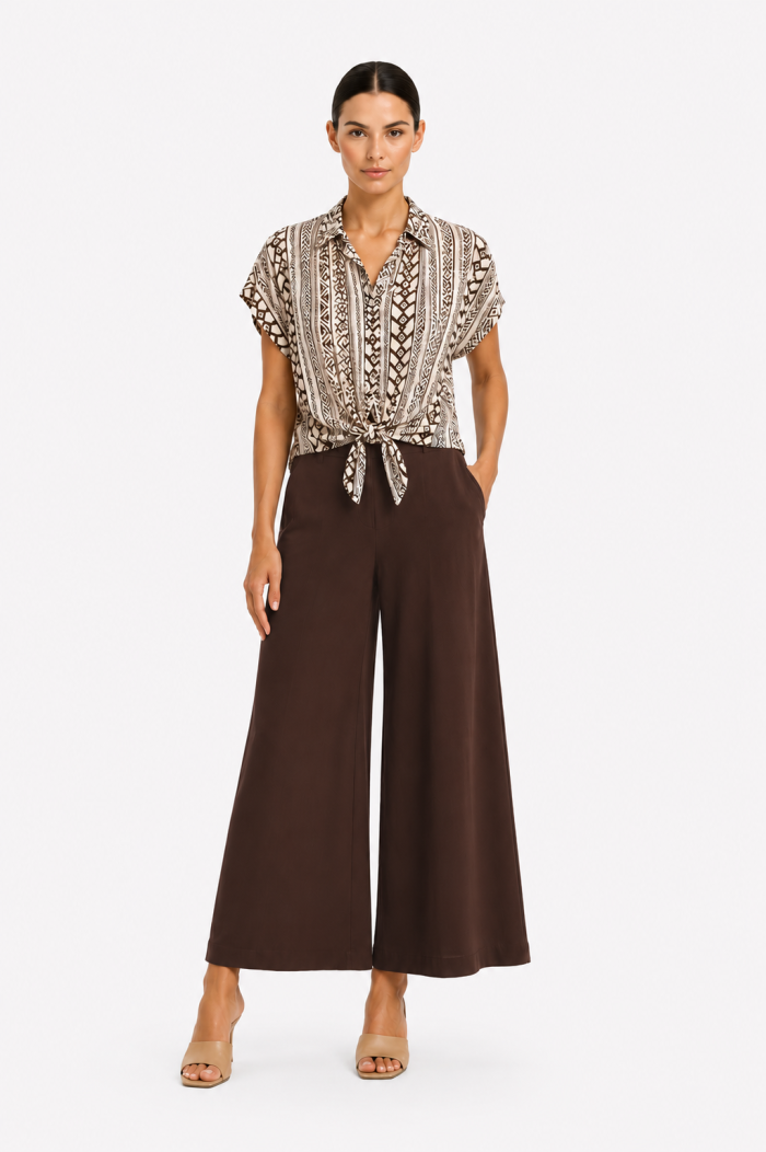 ANASTASIA+ME GEOMETRIC PRINT TIE-FRONT SHIRT
