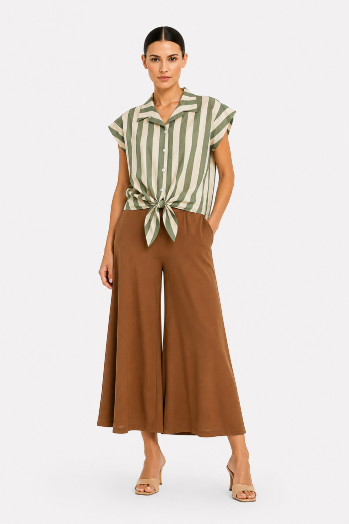 ANASTASIA+ME STRIPED TIE-FRONT SHIR