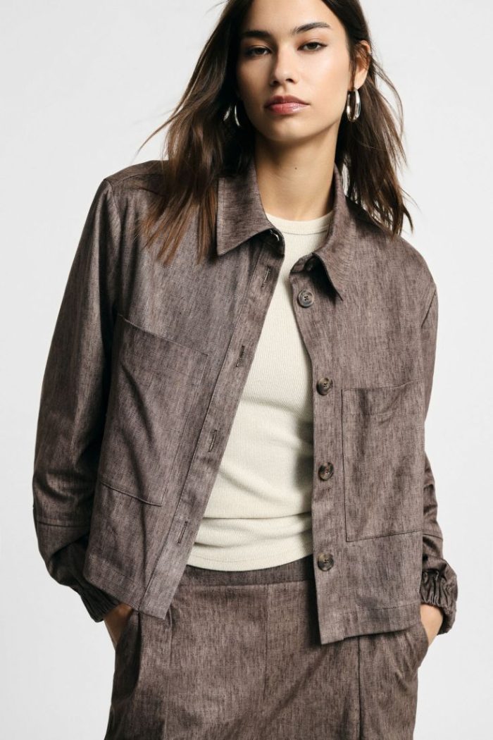 PLEASE CROPPED SHIRT JACKET WITH FRONT PATCH POCKETS