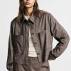 PLEASE CROPPED SHIRT JACKET WITH FRONT PATCH POCKETS