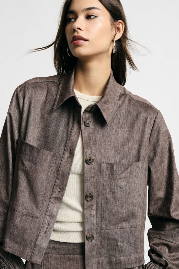 PLEASE CROPPED SHIRT JACKET WITH FRONT PATCH POCKETS