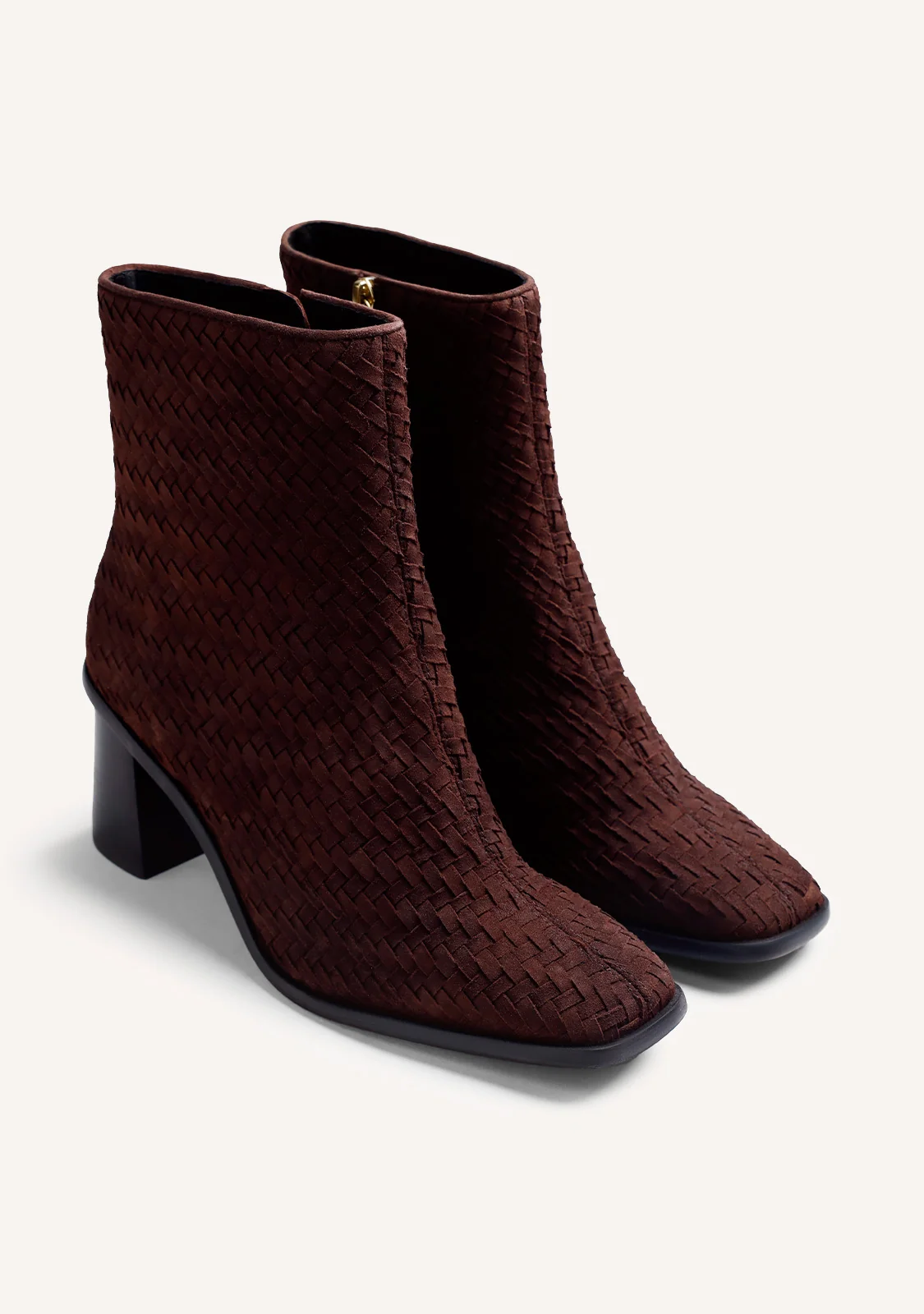 GIOSEPPO BROWN WOVEN LEATHER ANKLE BOOTS