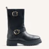 GIOSEPPO BLACK BIKER LEATHER BOOTS