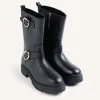 GIOSEPPO BLACK BIKER LEATHER BOOTS