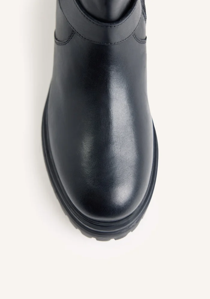 GIOSEPPO BLACK BIKER LEATHER BOOTS