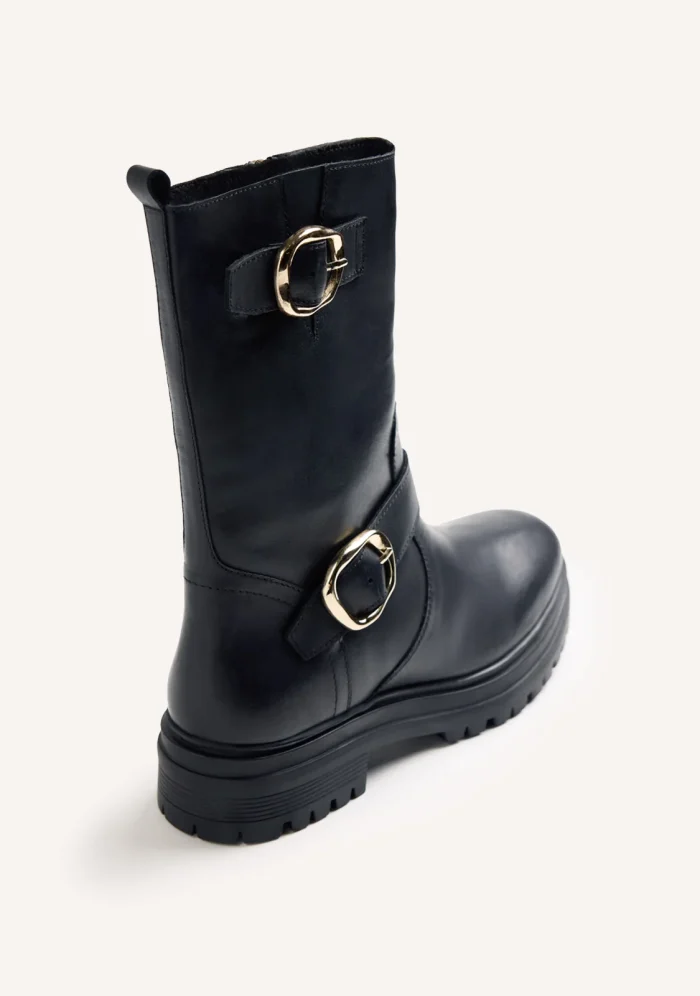 GIOSEPPO BLACK BIKER LEATHER BOOTS