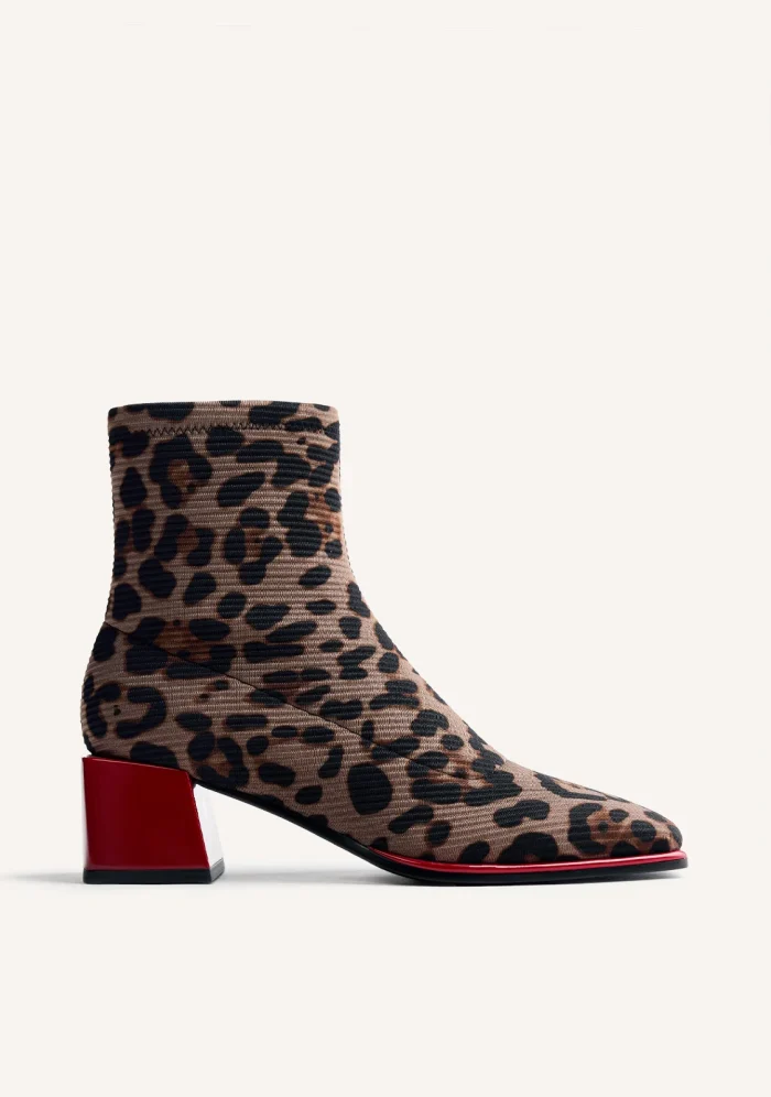 GIOSEPPO ELASTIC ANIMAL PRINT ANKLE BOOTS