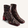 GIOSEPPO ELASTIC ANIMAL PRINT ANKLE BOOTS