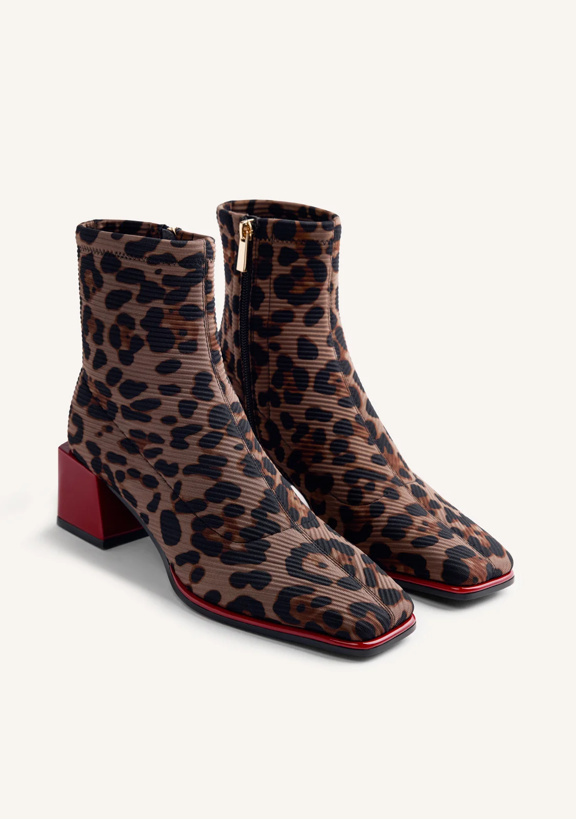 GIOSEPPO ELASTIC ANIMAL PRINT ANKLE BOOTS