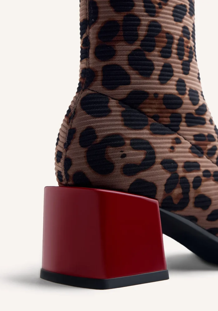 GIOSEPPO ELASTIC ANIMAL PRINT ANKLE BOOTS