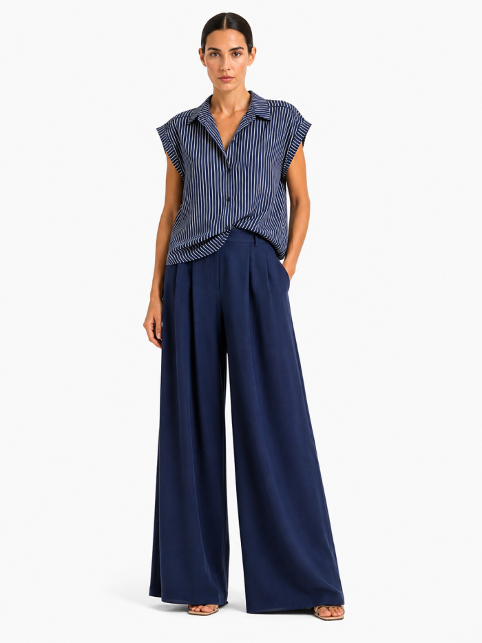 riga ANASTASIA+ME STRIPED SLEEVELESS SHIRT