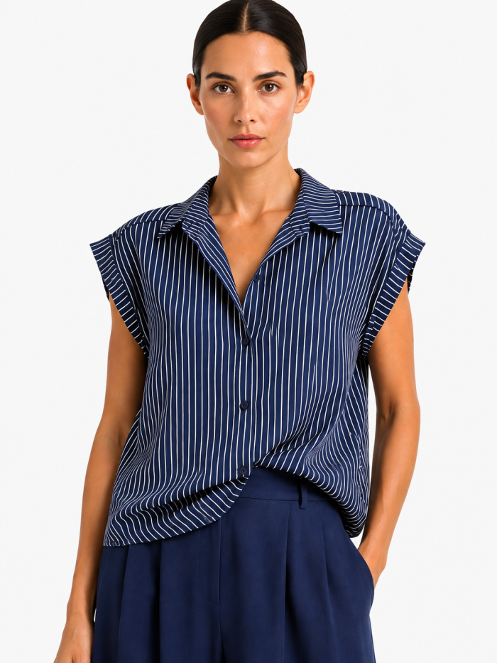 riga. 1 ANASTASIA+ME STRIPED SLEEVELESS SHIRT