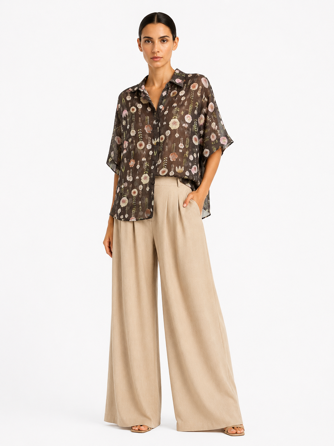 ANASTASIA +ME FLORAL SHEER SHIRT