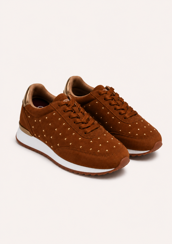 GIOSEPPO TAN STUDDED SNEAKERS