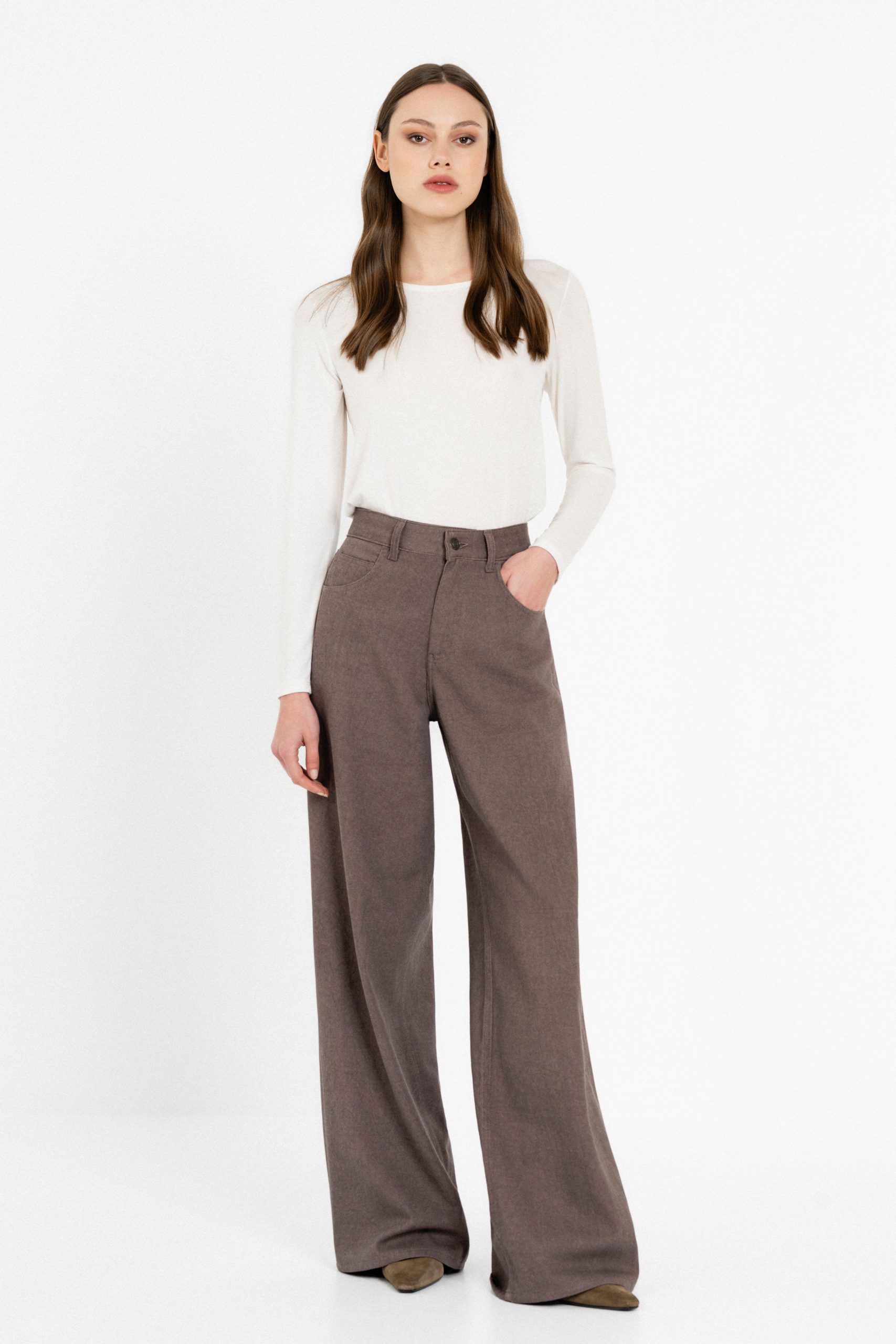 PHILOSOPHY TWILL FADE OUT WIDE LEG PANTS JEAN EFECT