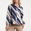 Blouse-met-Moderne-Strepenprint-Navy-Taupe SMASHED LEMON BLOUSE WITH BLUE STRIPES