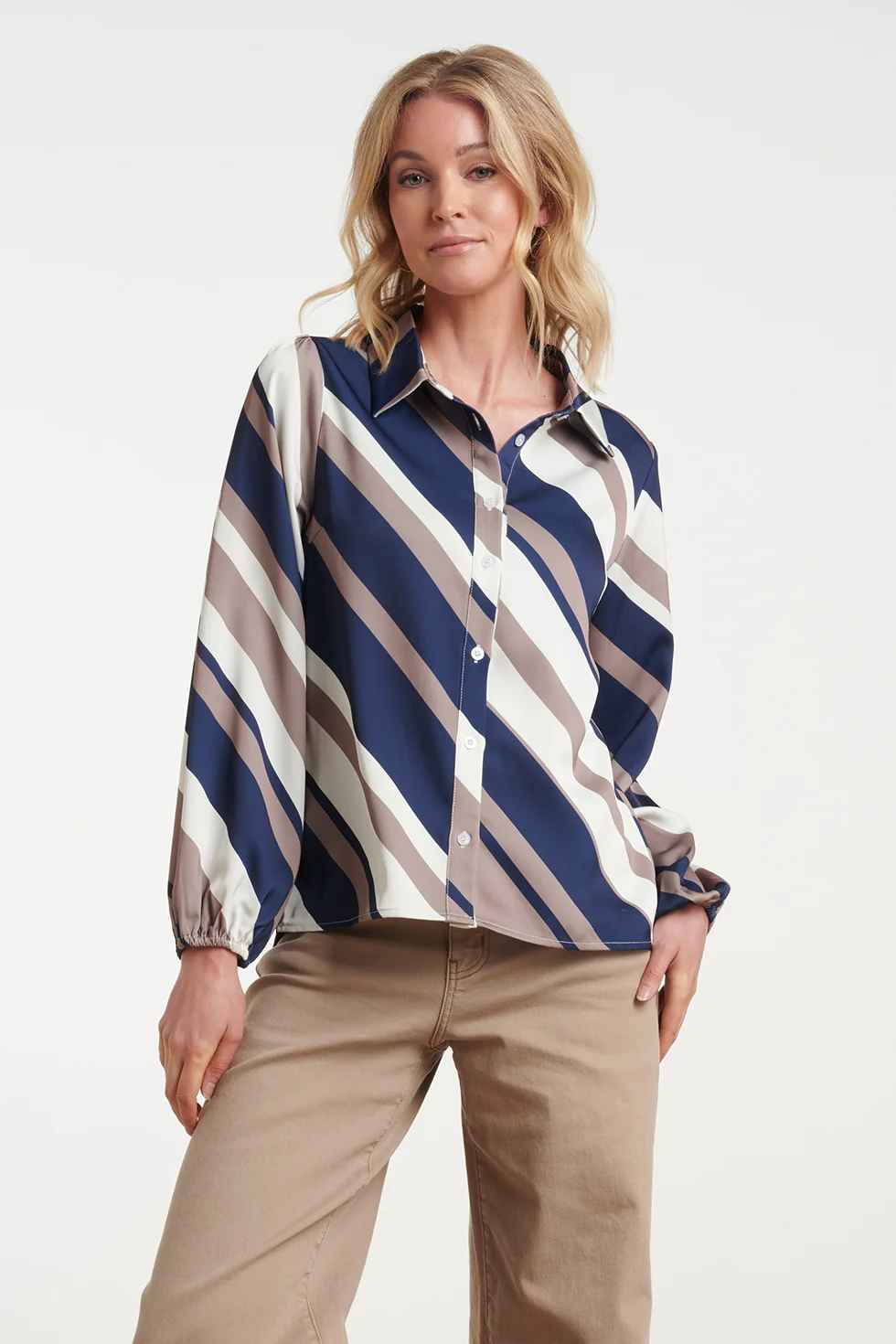 SMASHED LEMON BLOUSE WITH BLUE STRIPES