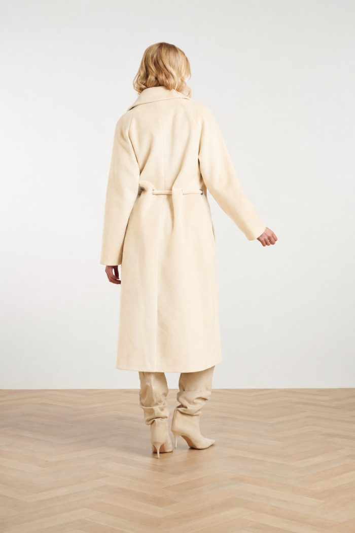 SMASHED LEMON LONG COAT WITH TIE BELT