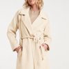 SMASHED LEMON LONG COAT WITH TIE BELT